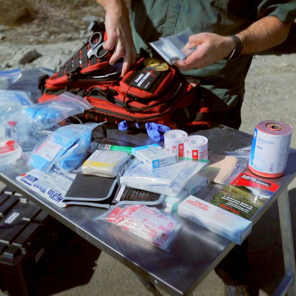 First Aid Kit ready to be packed out.