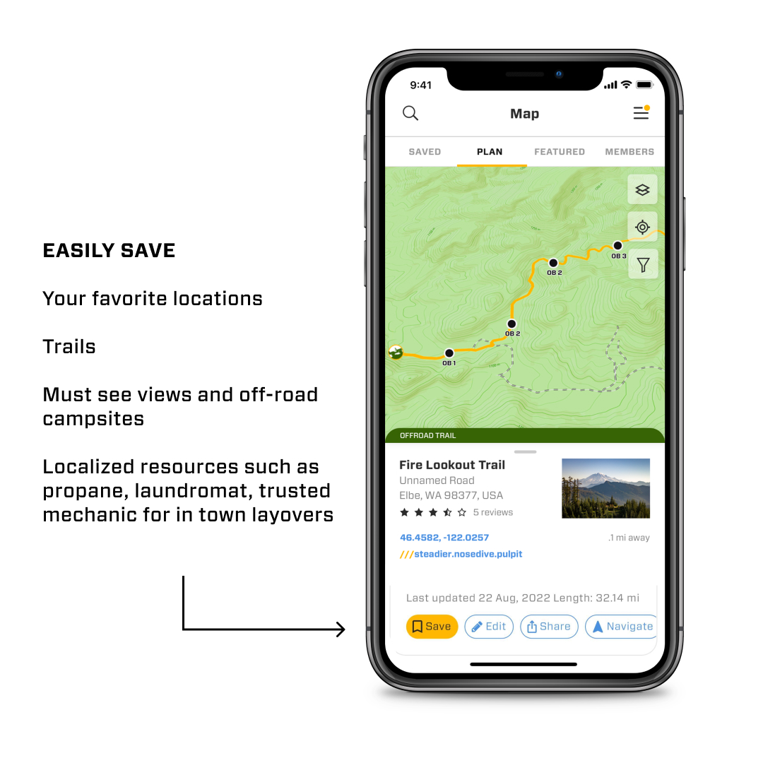 Overland Bound One Save your favorite points of interest